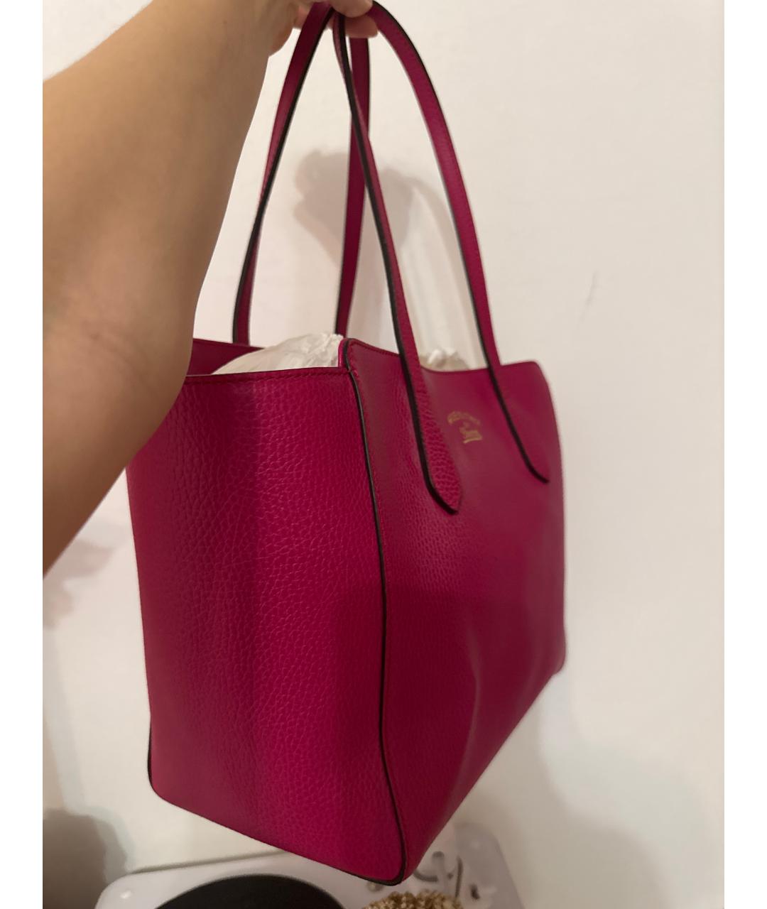 GUCCI Фуксия кожаная сумка тоут, фото 2