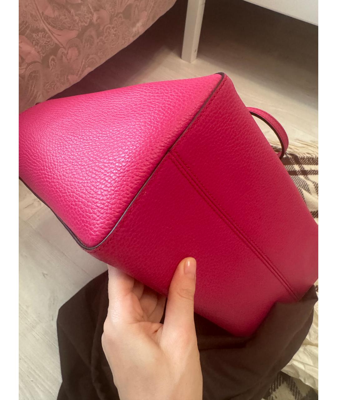 GUCCI Фуксия кожаная сумка тоут, фото 4