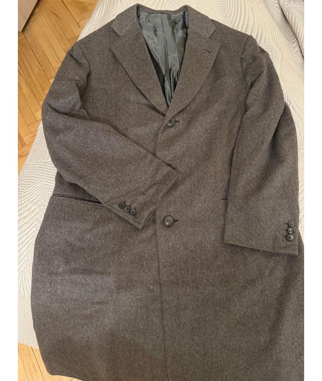 BRIONI Серое шерстяное пальто, фото 4