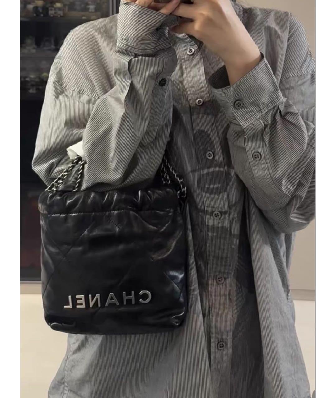 CHANEL Черная кожаная сумка через плечо, фото 3