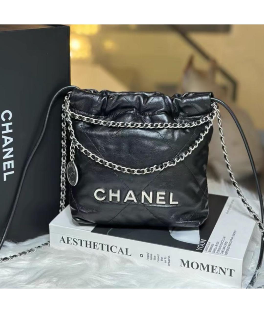 CHANEL Черная кожаная сумка через плечо, фото 5