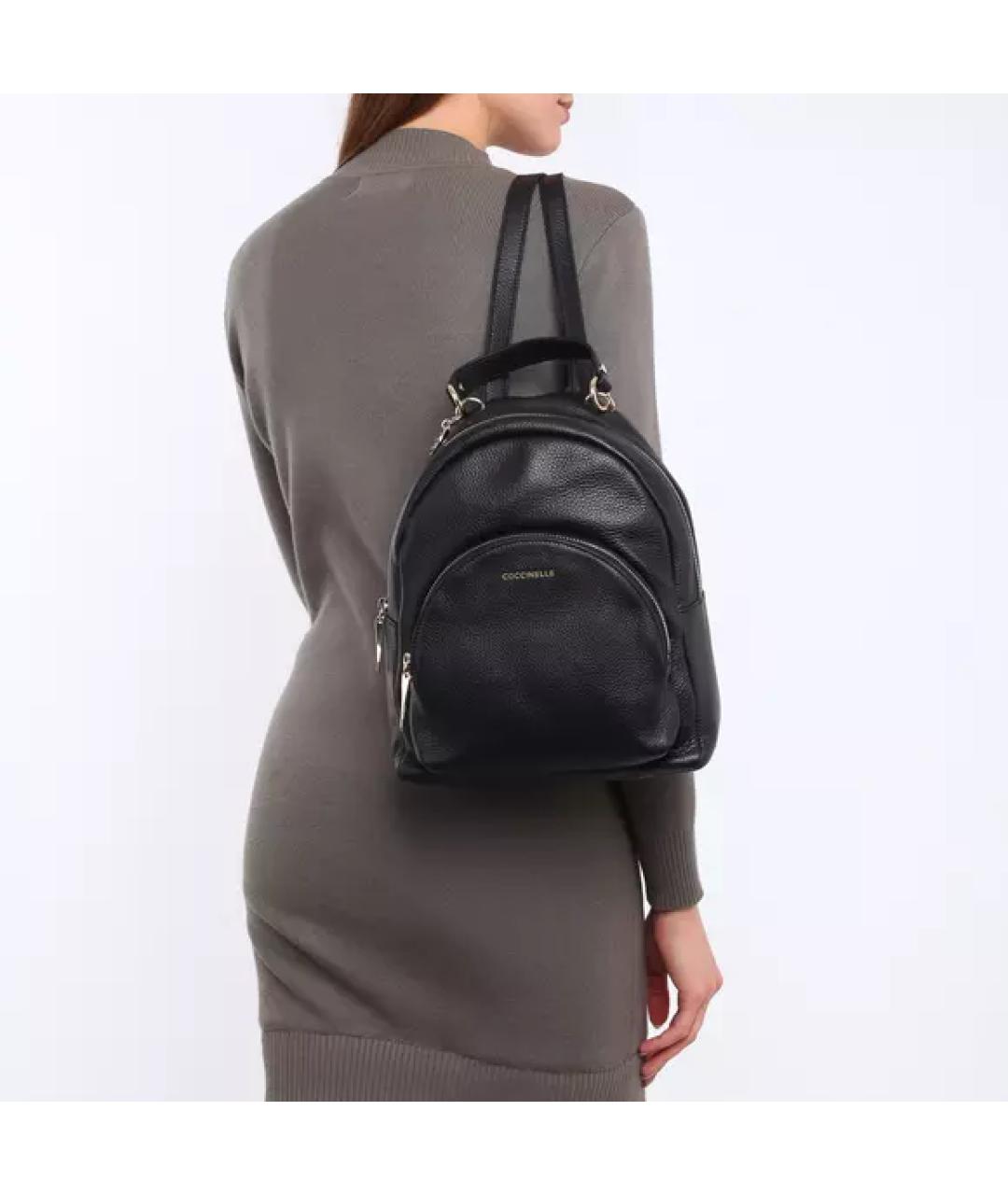COCCINELLE Черный кожаный рюкзак, фото 5