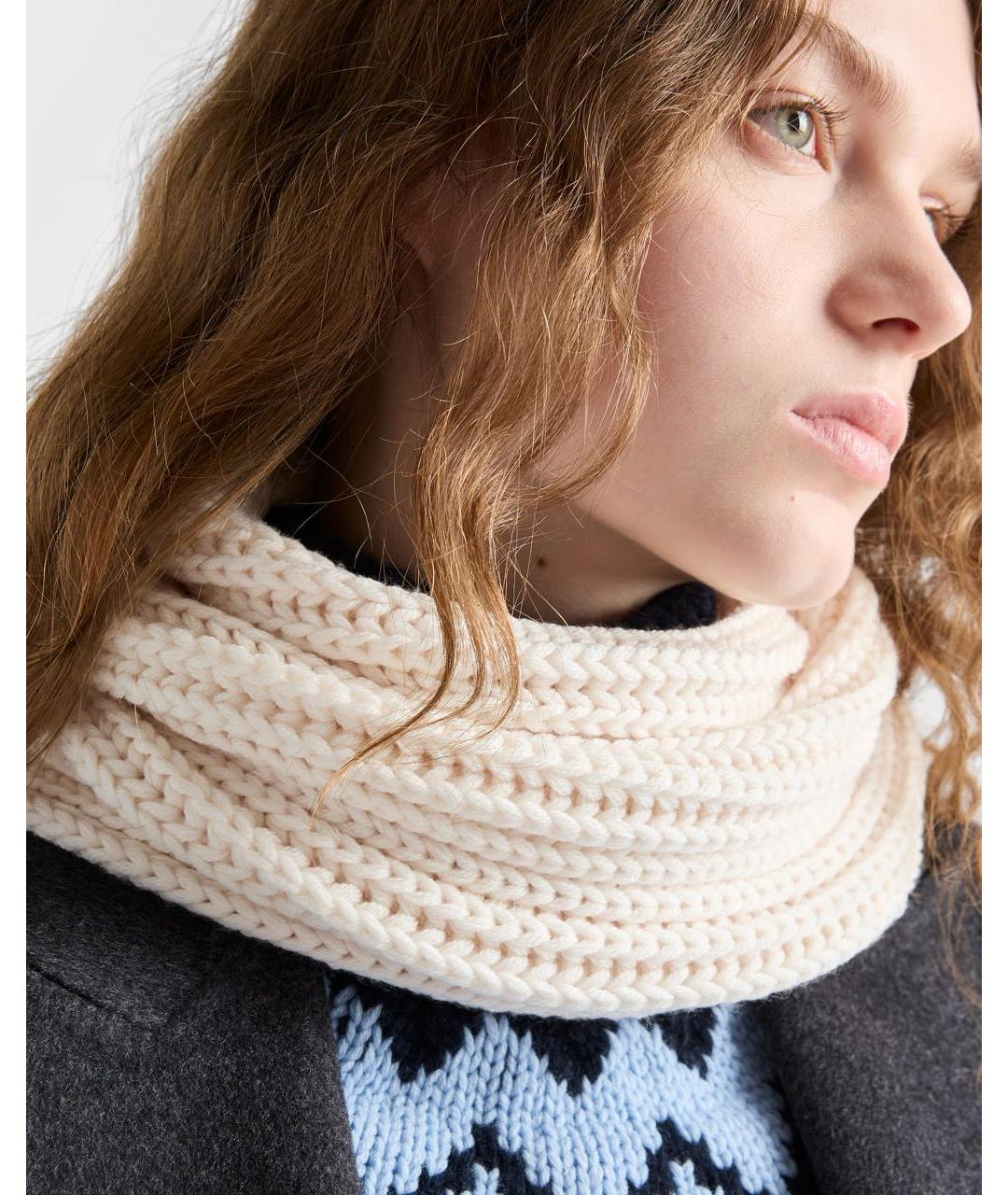 PRADA Белый шерстяной шарф, фото 2