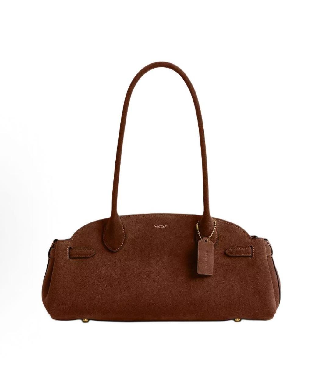 COACH Коричневая замшевая сумка с короткими ручками, фото 8