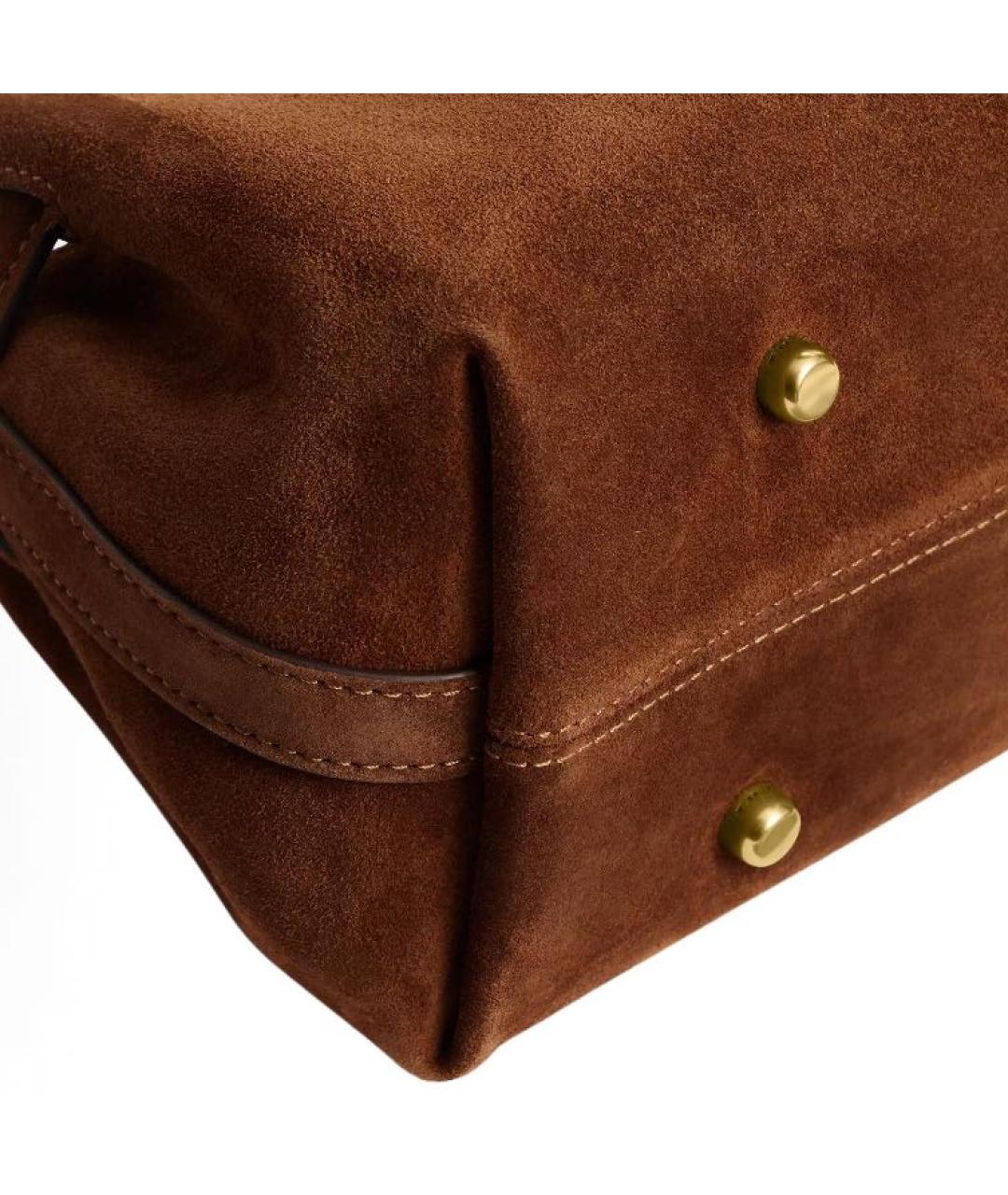 COACH Коричневая замшевая сумка с короткими ручками, фото 7