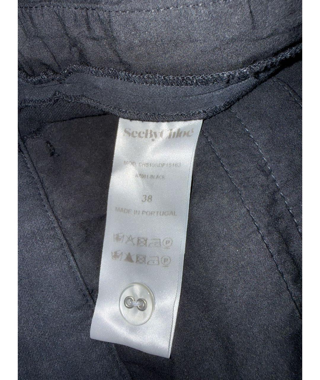 SEE BY CHLOE Черные хлопковые прямые брюки, фото 4