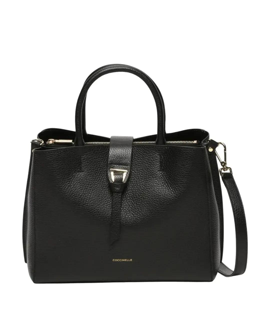 COCCINELLE Черная кожаная сумка с короткими ручками, фото 1