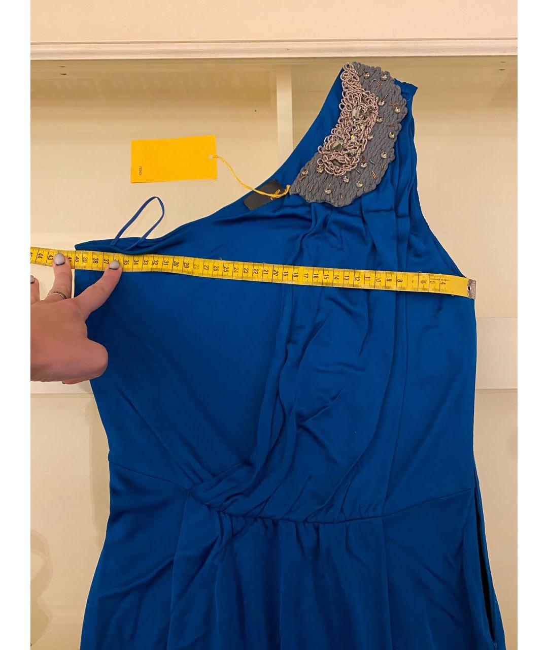 FENDI Синее вискозное вечернее платье, фото 7