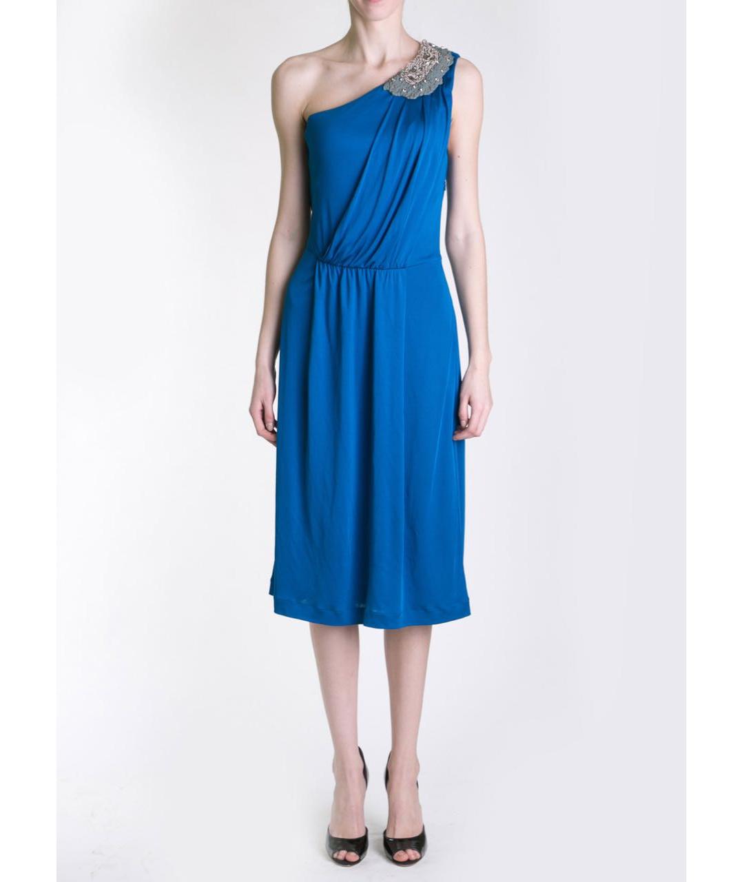 FENDI Синее вискозное вечернее платье, фото 2