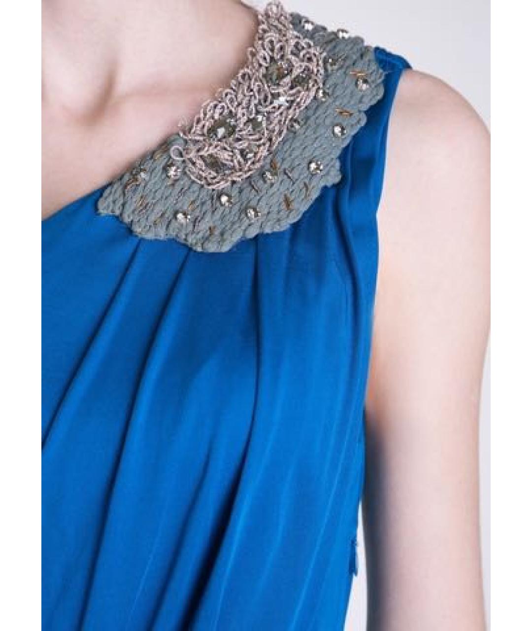 FENDI Синее вискозное вечернее платье, фото 5
