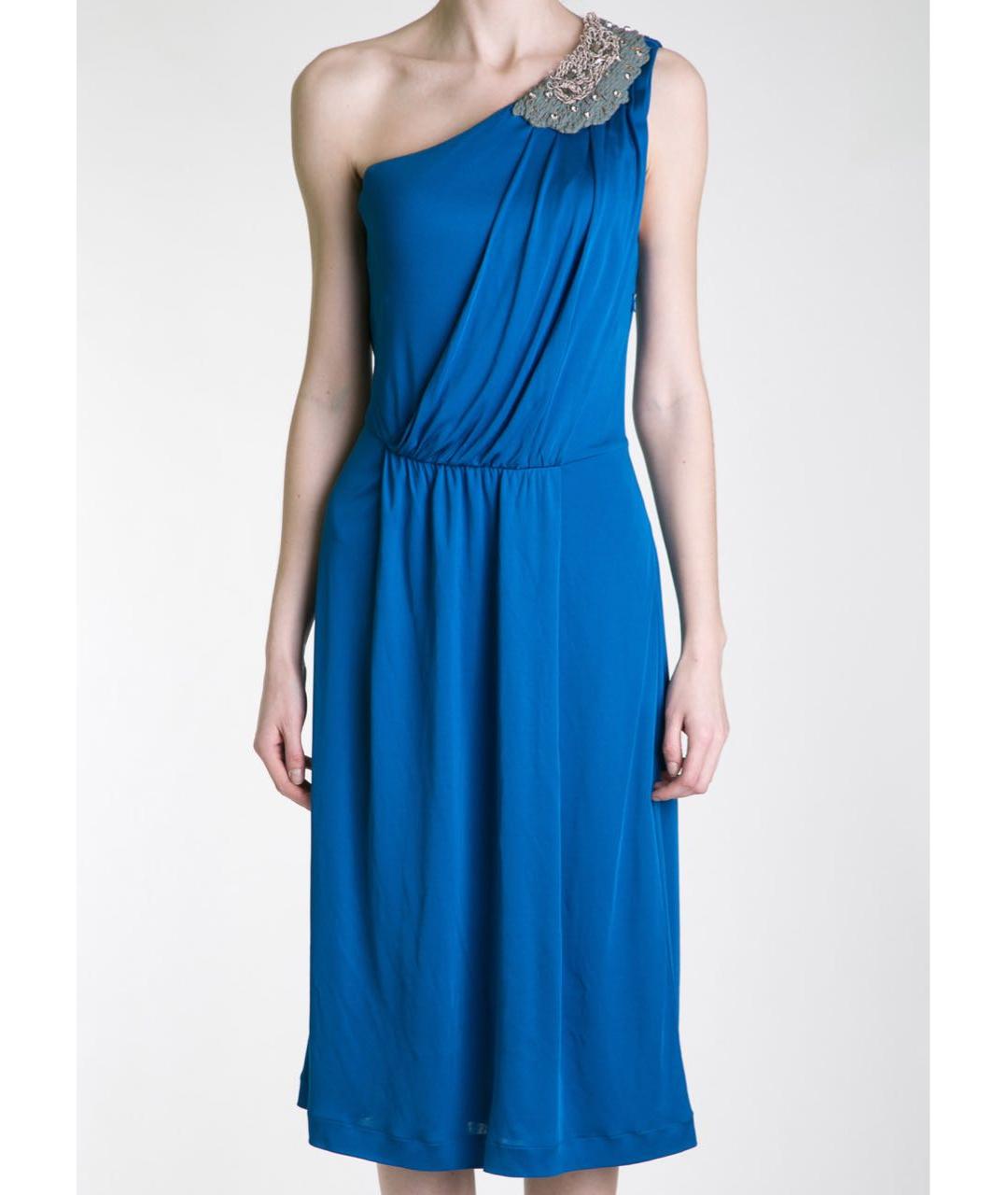 FENDI Синее вискозное вечернее платье, фото 3