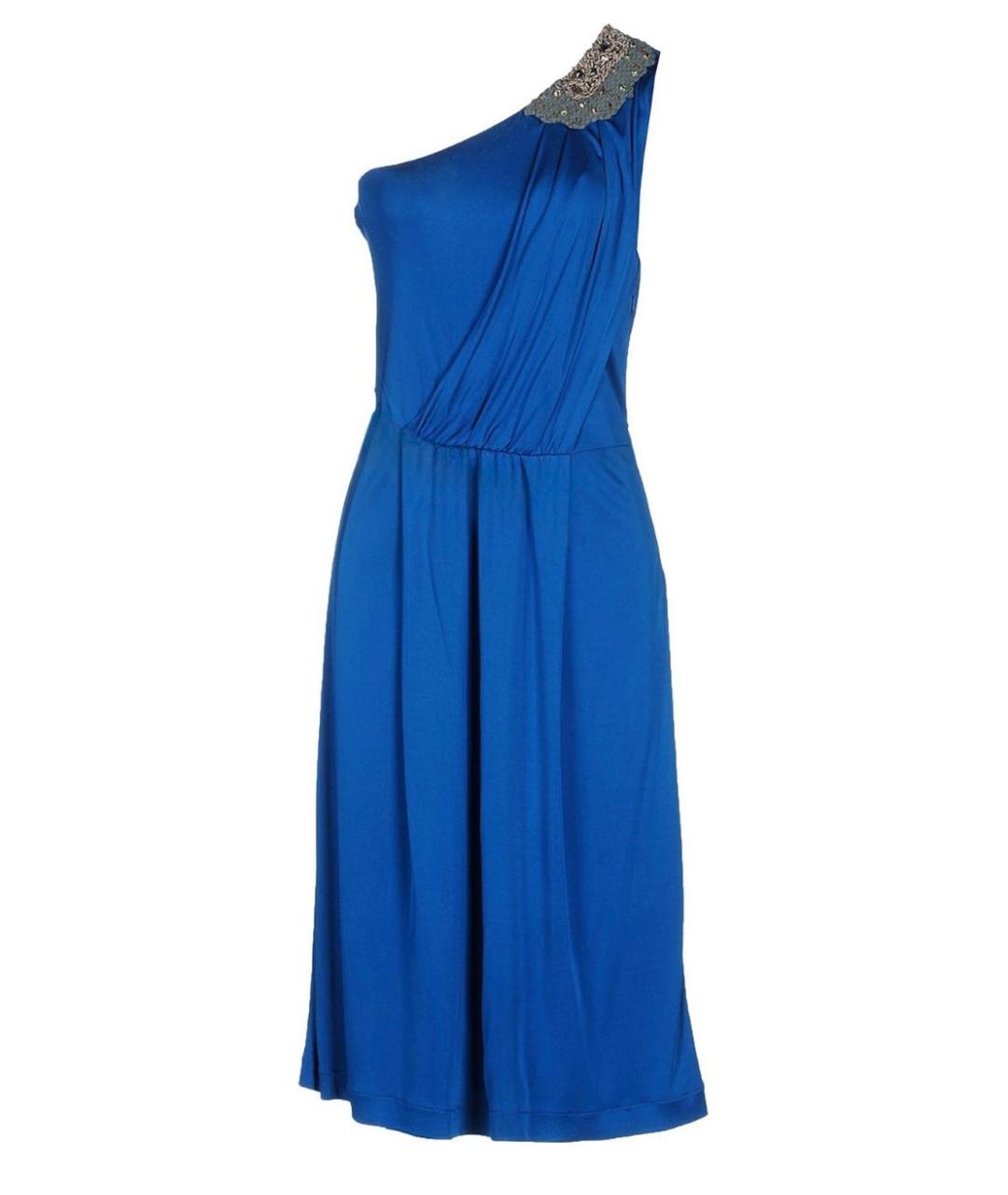 FENDI Синее вискозное вечернее платье, фото 9