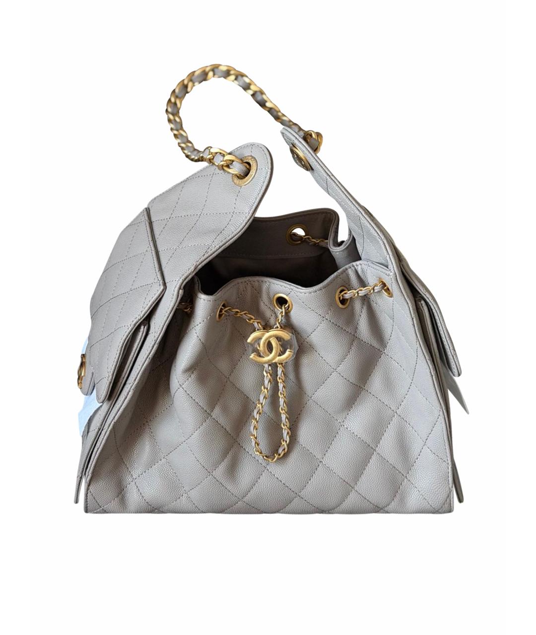 CHANEL Серая кожаная сумка тоут, фото 1