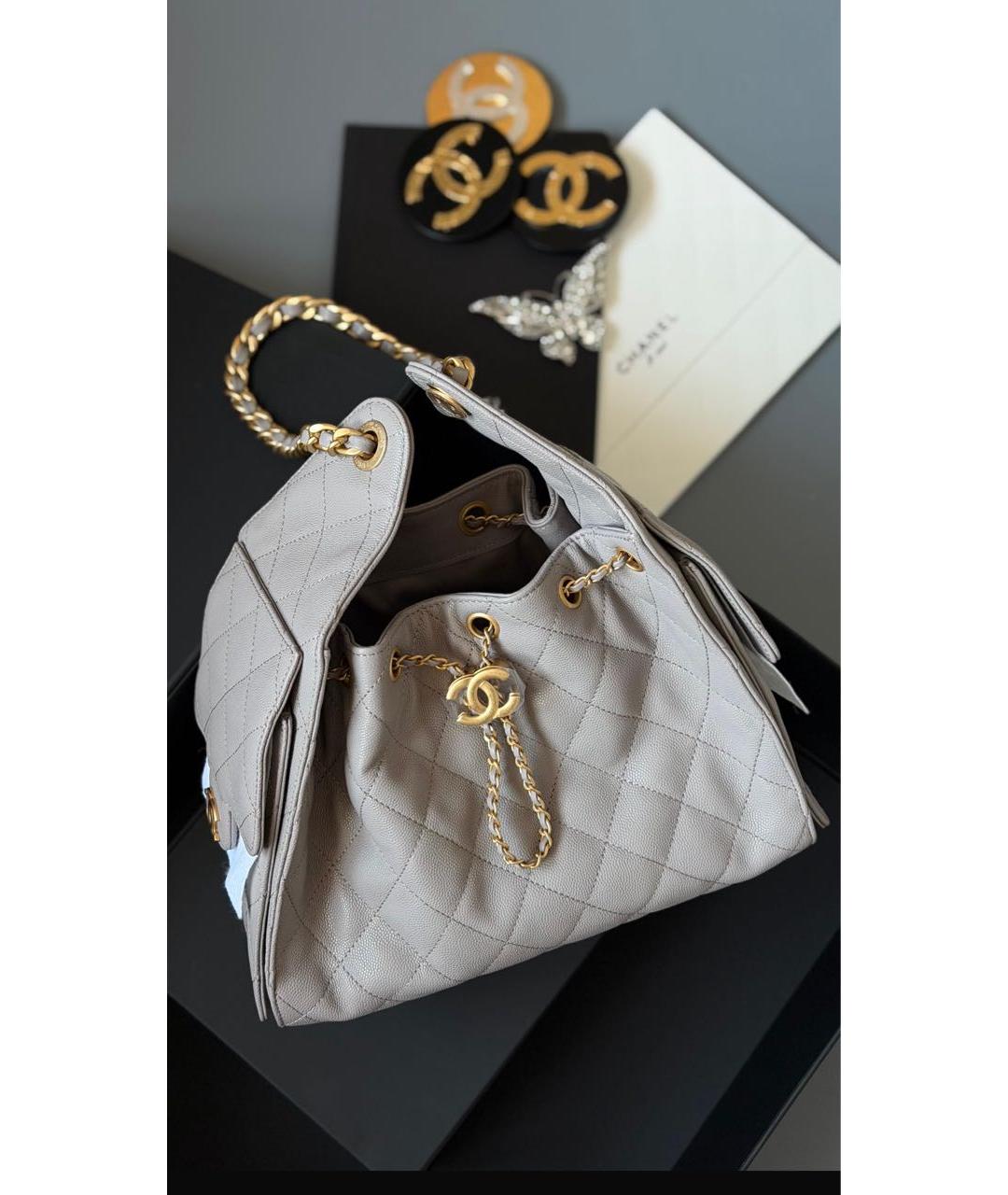 CHANEL Серая кожаная сумка тоут, фото 2