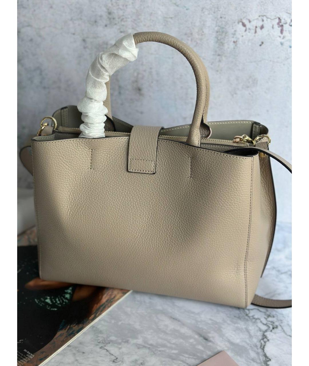 COCCINELLE Бежевая кожаная сумка с короткими ручками, фото 6