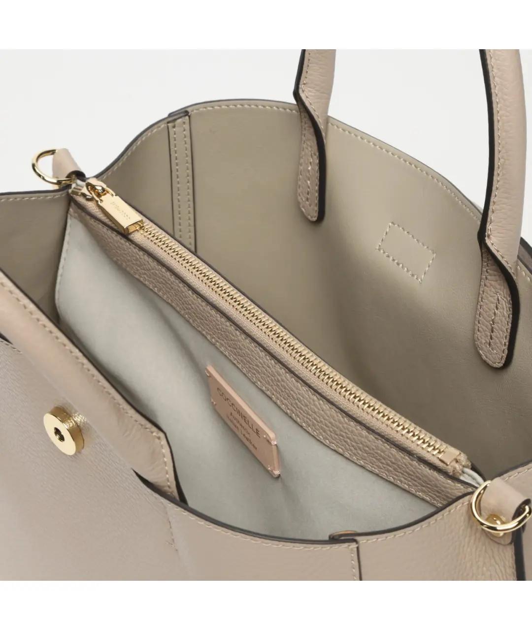 COCCINELLE Бежевая кожаная сумка с короткими ручками, фото 2