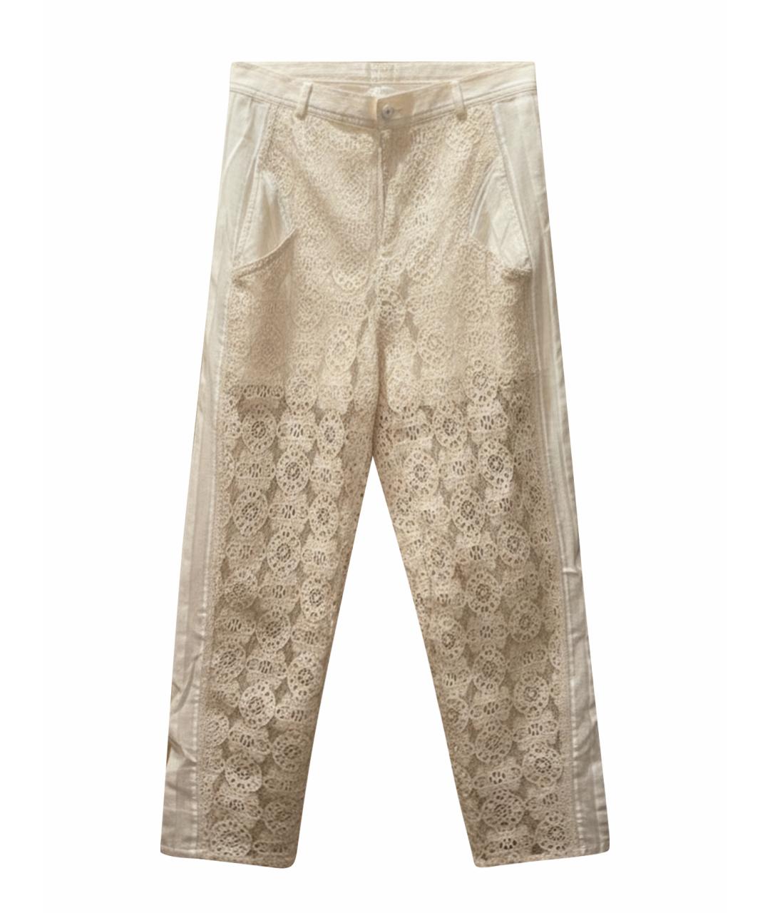 PHILOSOPHY Бежевые хлопковые прямые брюки, фото 1