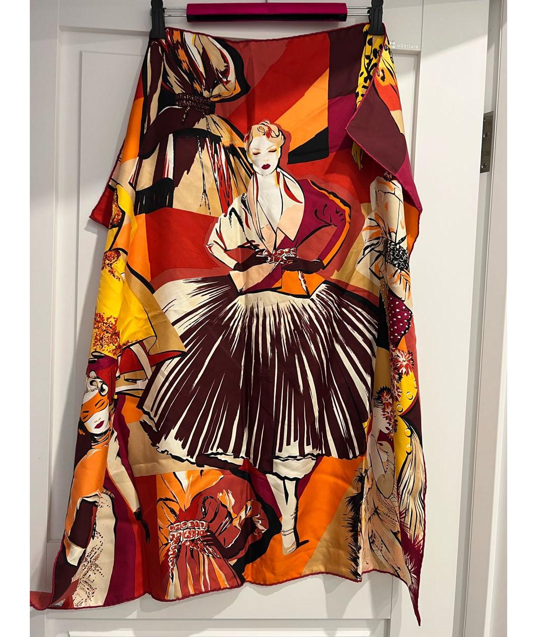 CHRISTIAN DIOR Бордовый шелковый платок, фото 5