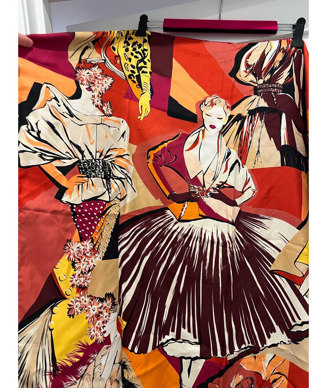 CHRISTIAN DIOR Бордовый шелковый платок, фото 6