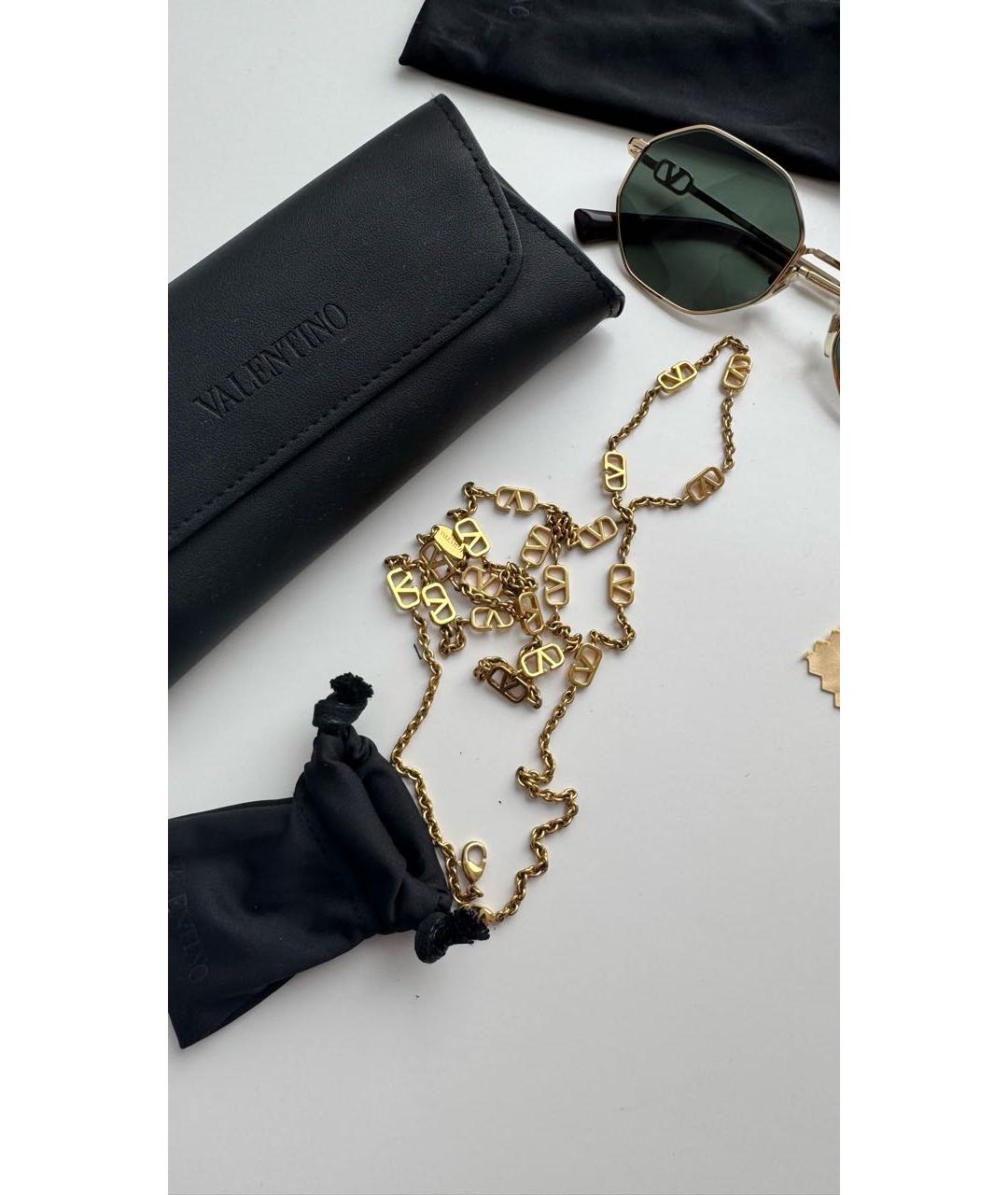 VALENTINO Золотые металлические солнцезащитные очки, фото 4