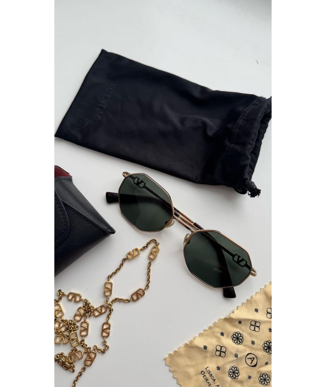 VALENTINO Золотые металлические солнцезащитные очки, фото 2