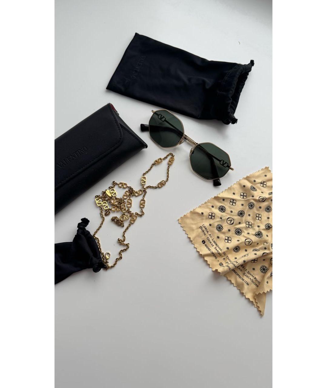 VALENTINO Золотые металлические солнцезащитные очки, фото 3