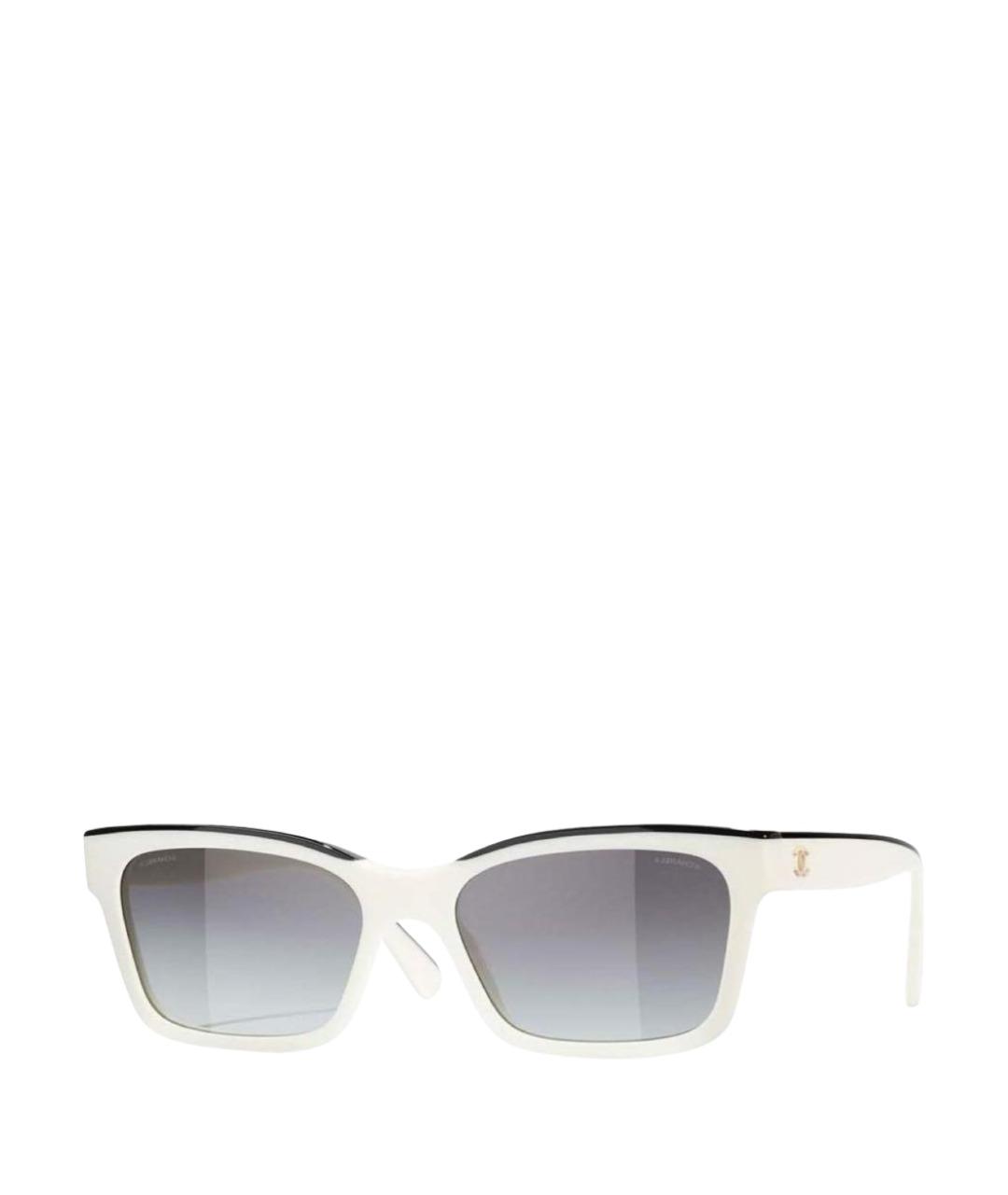 CHANEL Белые пластиковые солнцезащитные очки, фото 1