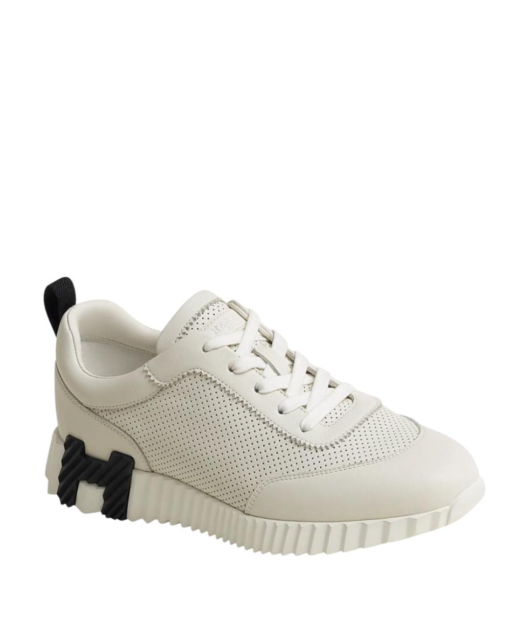 HERMES Белые кожаные кроссовки, фото 1