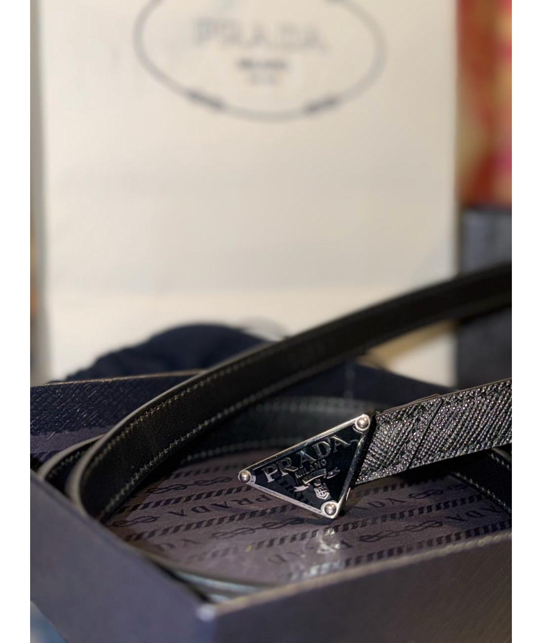 PRADA Черный кожаный ремень, фото 4