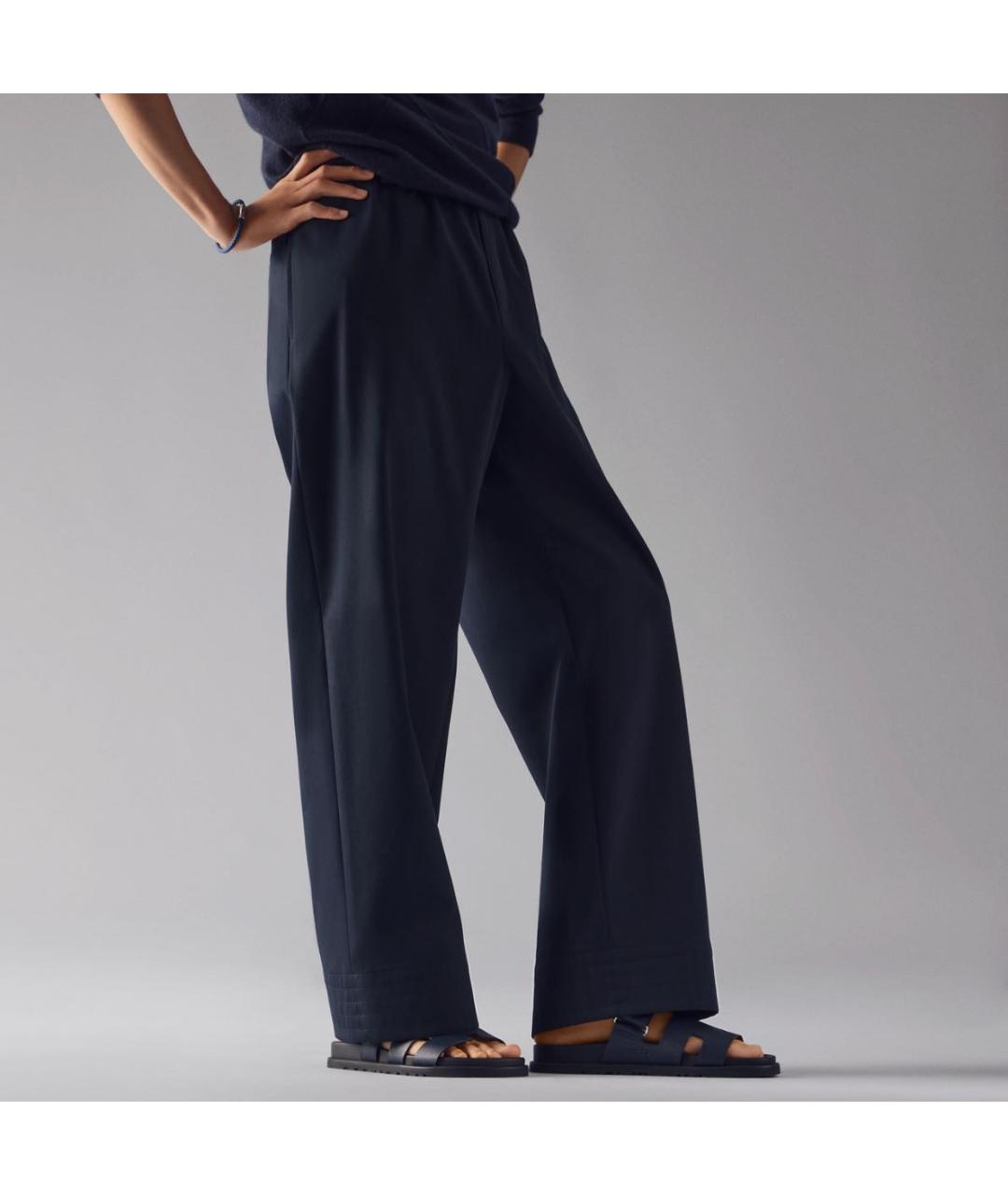 HERMES Темно-синие кожаные шлепанцы, фото 3