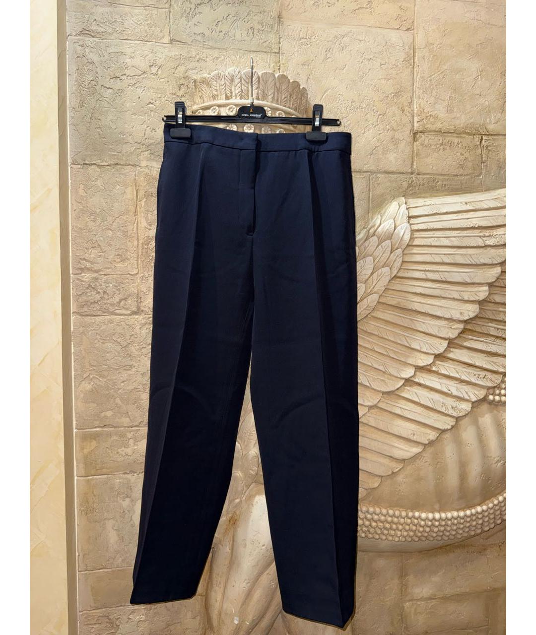 JIL SANDER Темно-синие шерстяные прямые брюки, фото 4