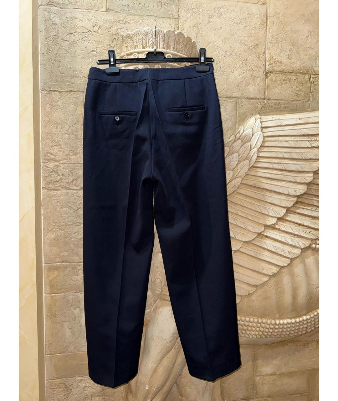 JIL SANDER Темно-синие шерстяные прямые брюки, фото 2