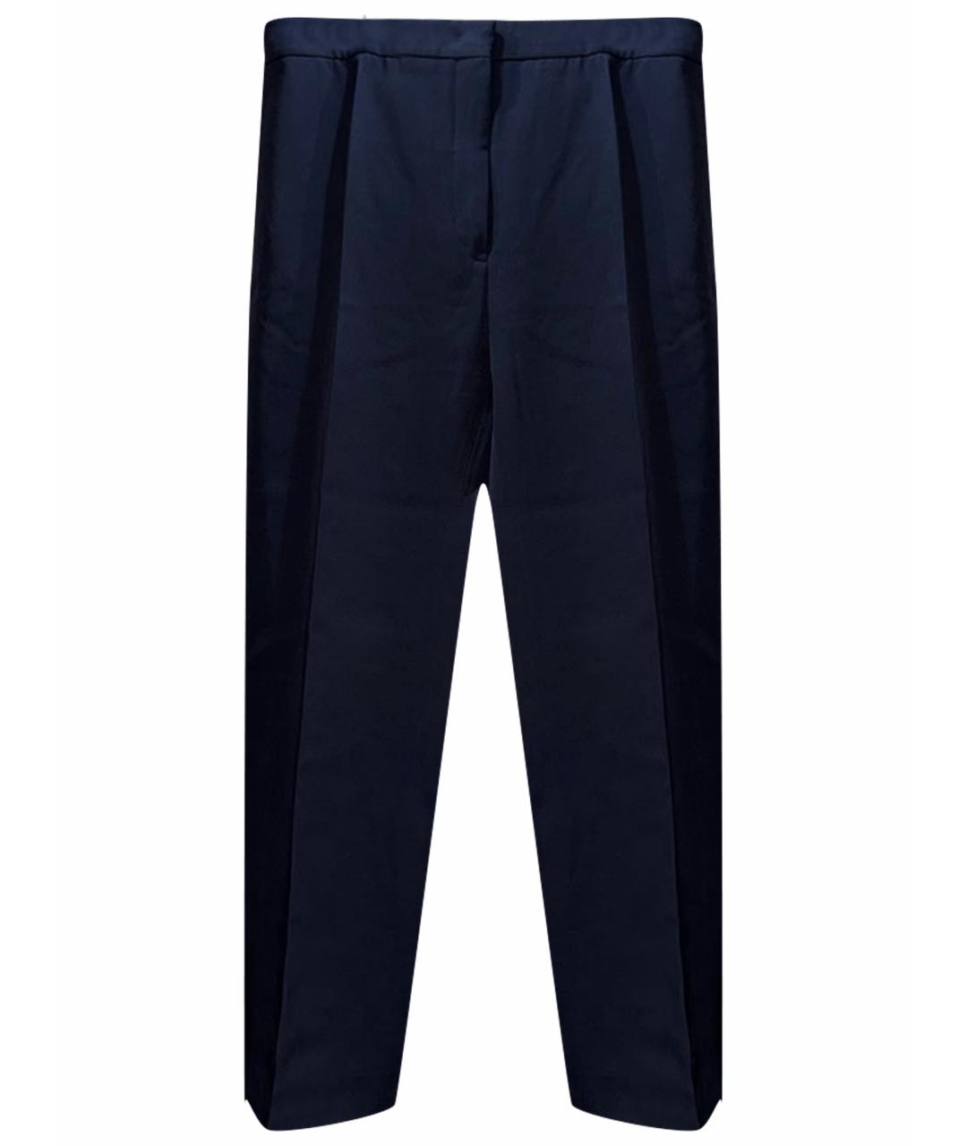 JIL SANDER Темно-синие шерстяные прямые брюки, фото 1