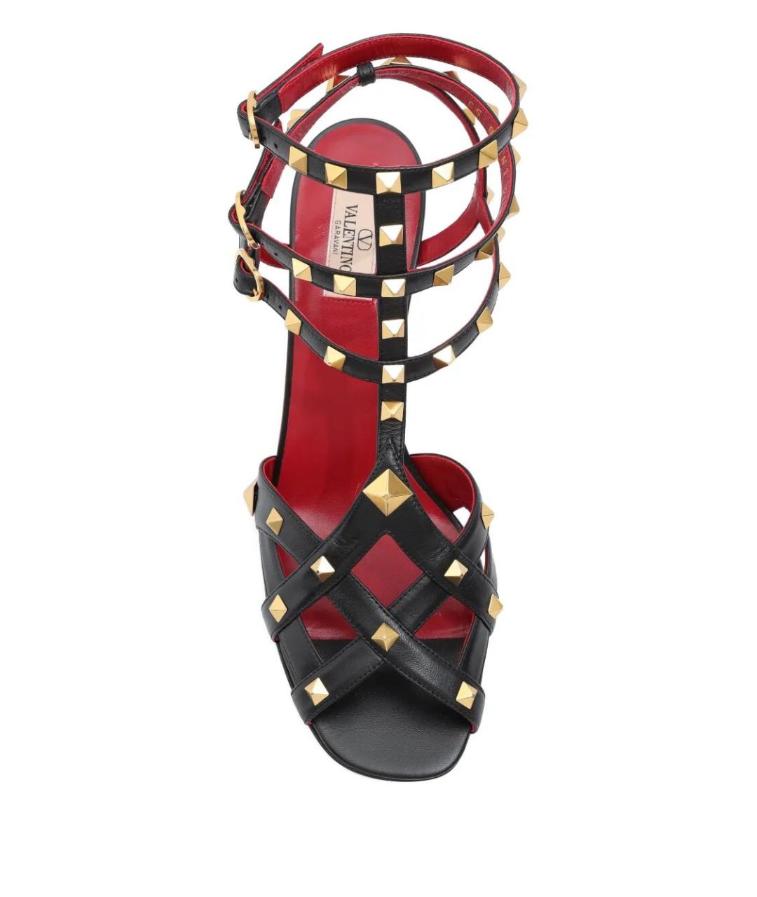 VALENTINO Черные кожаные босоножки, фото 4