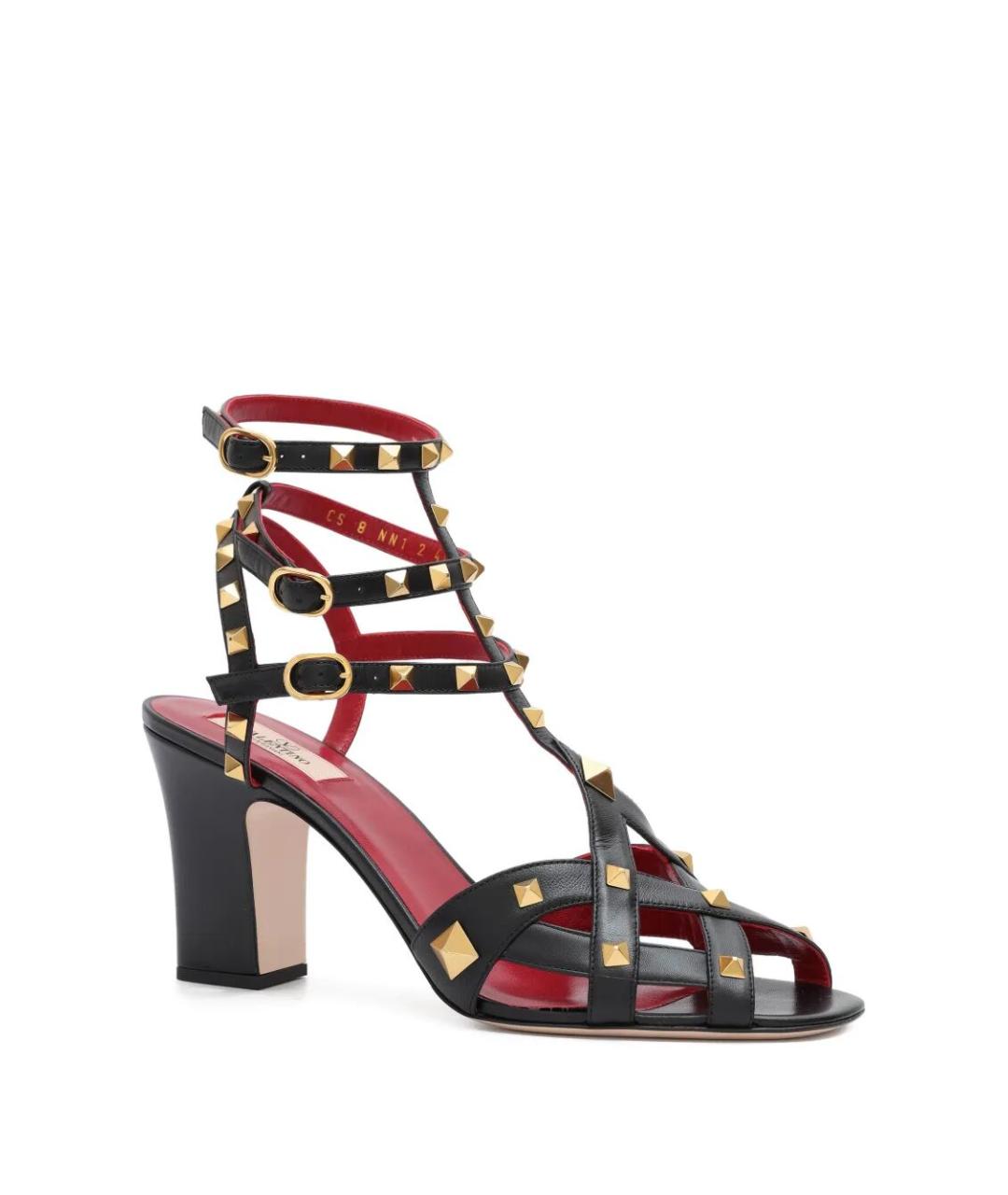 VALENTINO Черные кожаные босоножки, фото 2