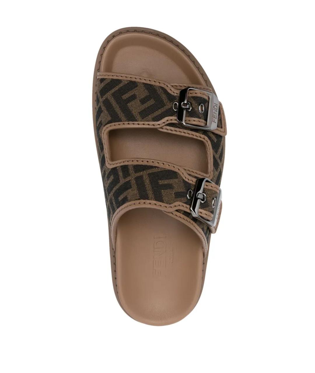 FENDI Коричневые шлепанцы, фото 4