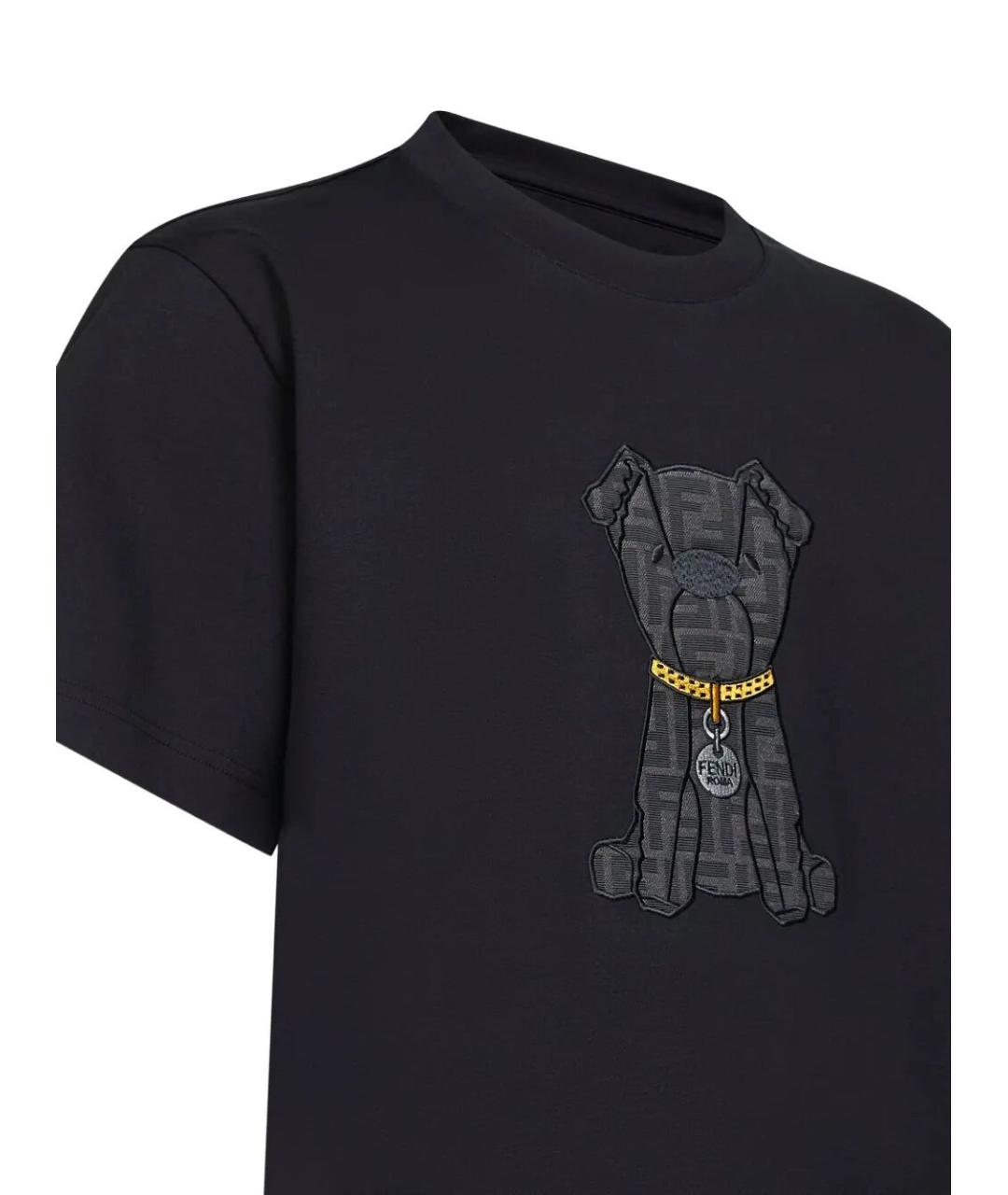 FENDI Черная хлопковая футболка, фото 3