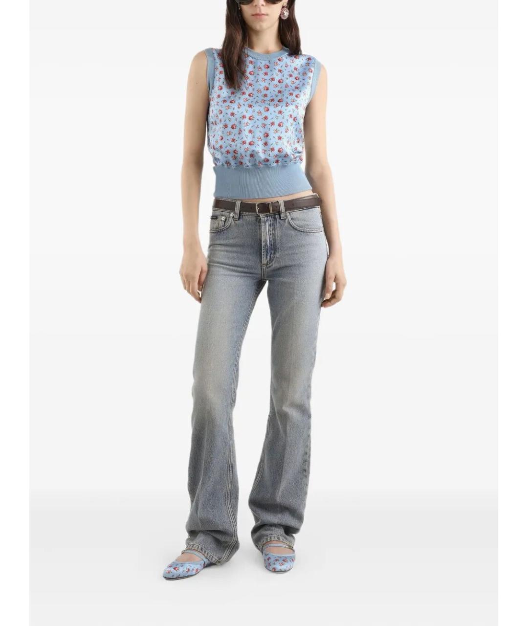 DOLCE&GABBANA Серые хлопковые прямые джинсы, фото 2