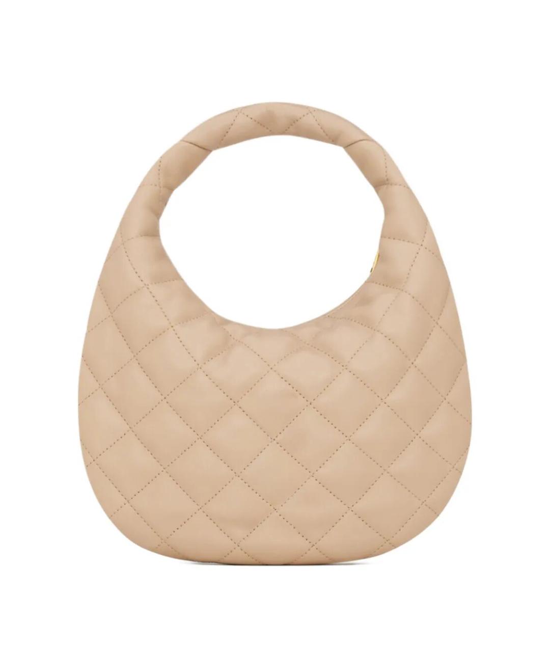 SAINT LAURENT Бежевая кожаная сумка через плечо, фото 2