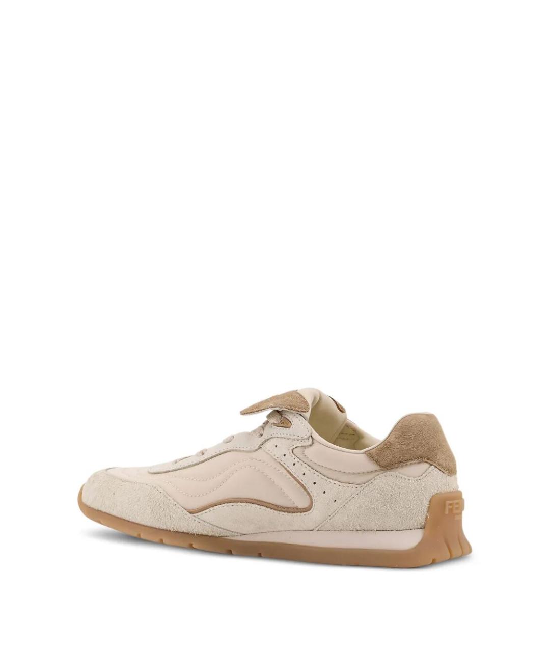 FENDI Бежевые кожаные кроссовки, фото 3