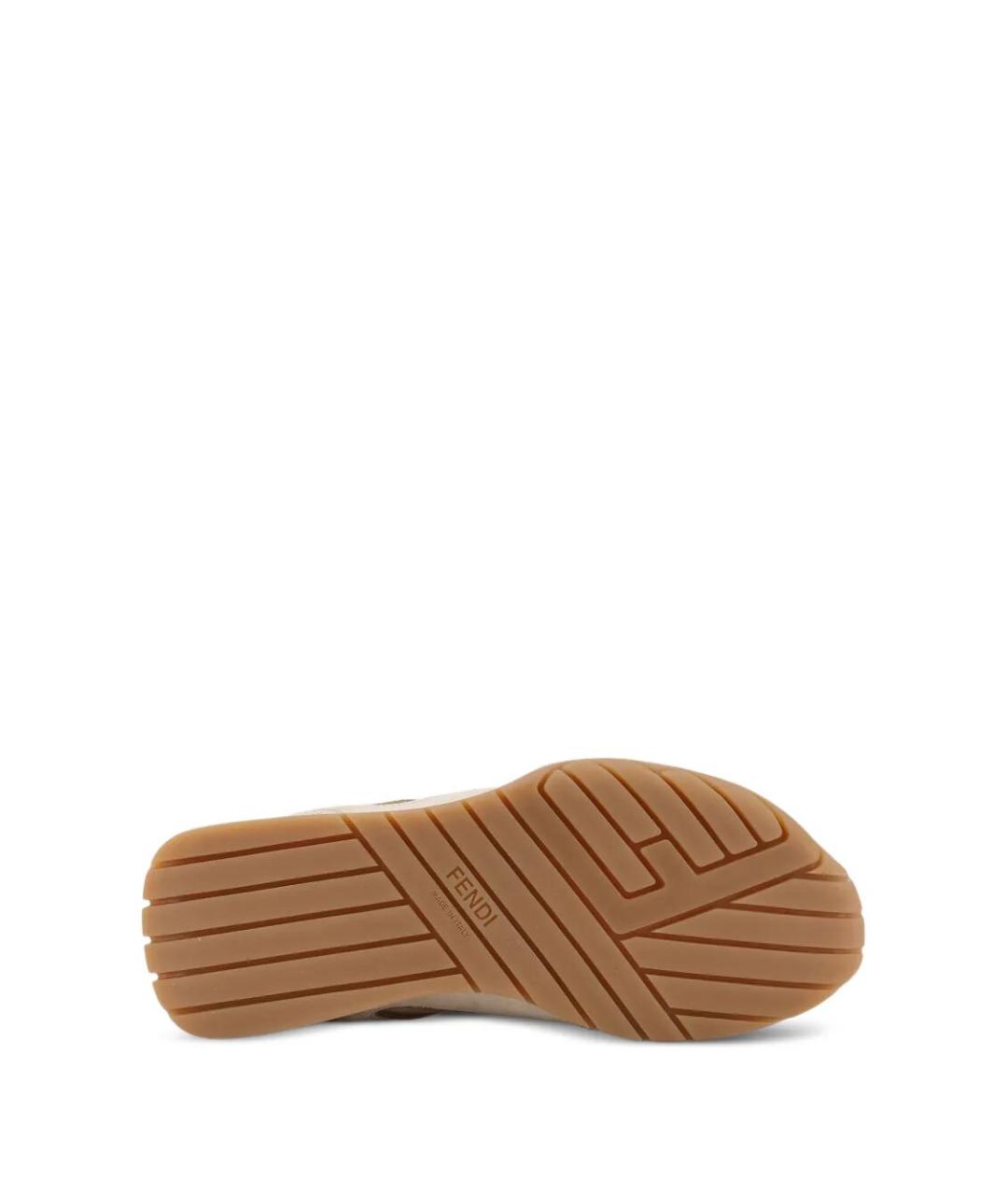 FENDI Бежевые кожаные кроссовки, фото 4