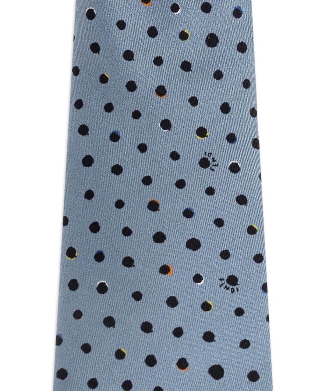 FENDI Голубой шелковый галстук, фото 3