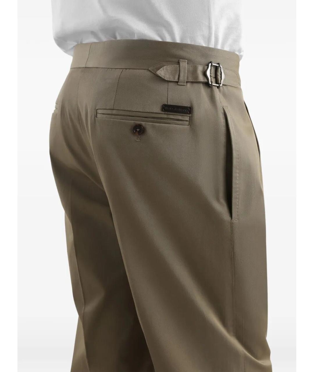 DOLCE&GABBANA Хаки хлопковые повседневные брюки, фото 3
