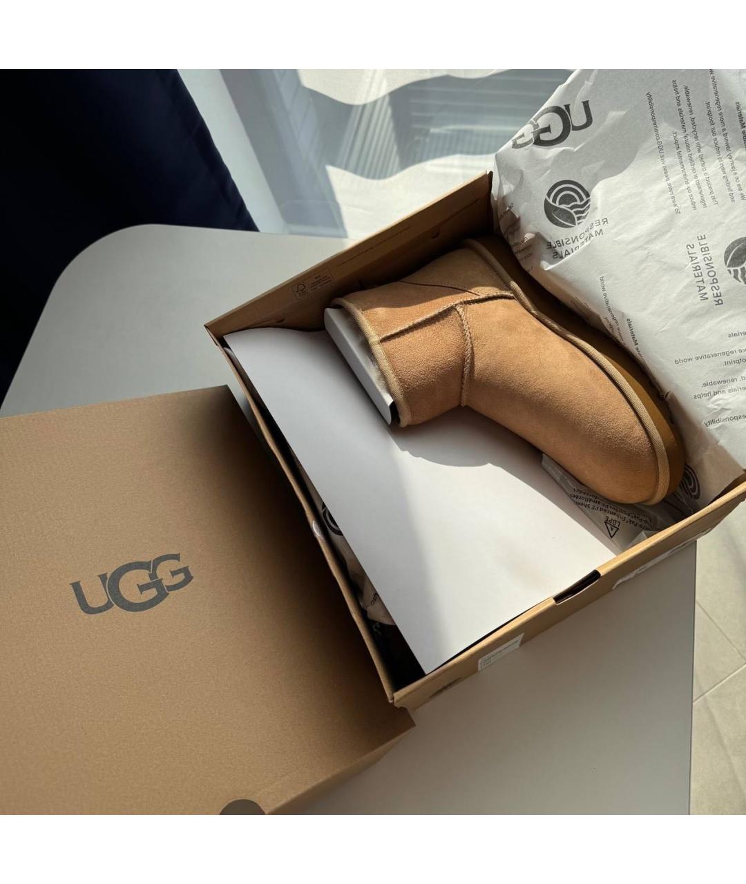 UGG AUSTRALIA Бежевые замшевые ботинки, фото 2