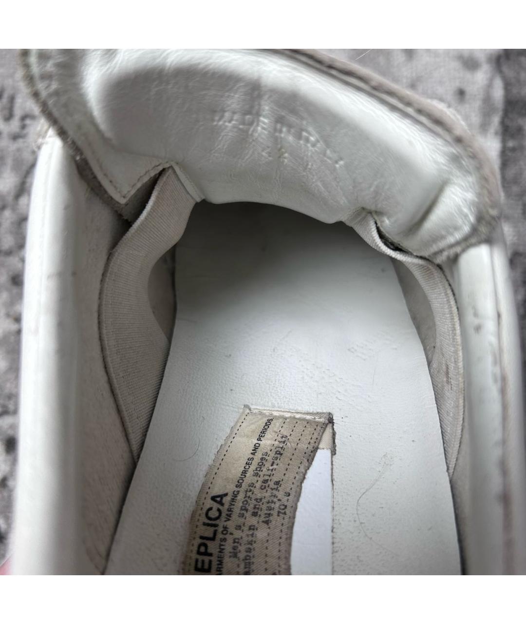 MAISON MARGIELA Серые кожаные низкие кроссовки / кеды, фото 6