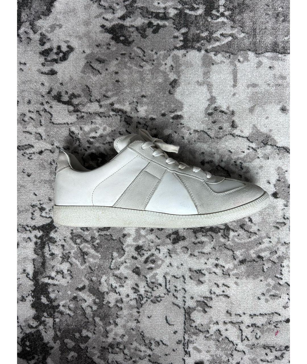 MAISON MARGIELA Серые кожаные низкие кроссовки / кеды, фото 9