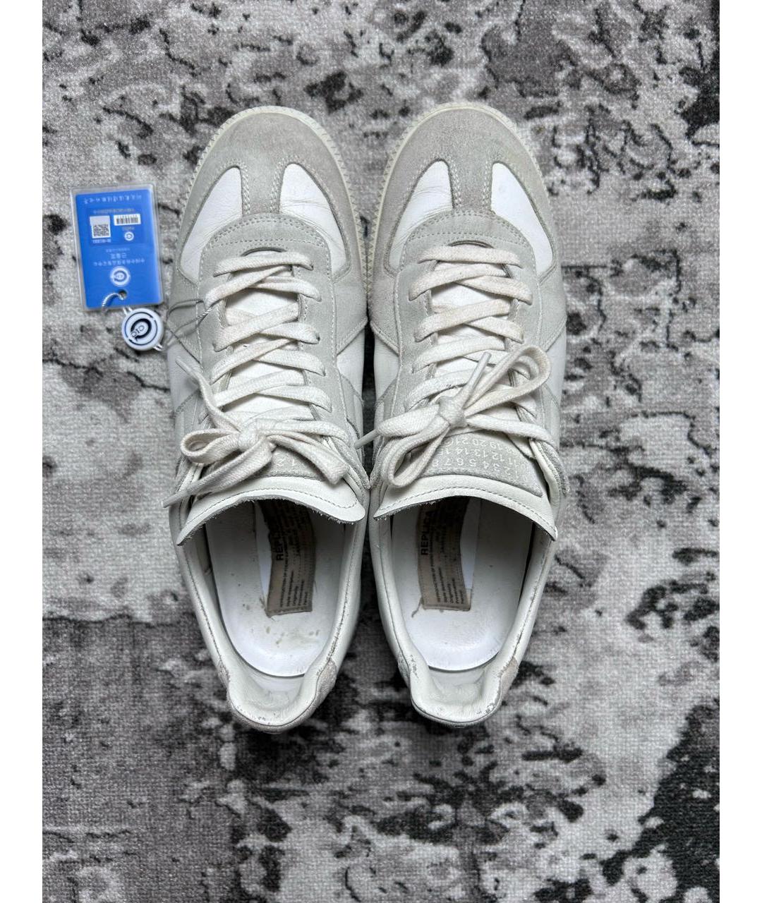 MAISON MARGIELA Серые кожаные низкие кроссовки / кеды, фото 3