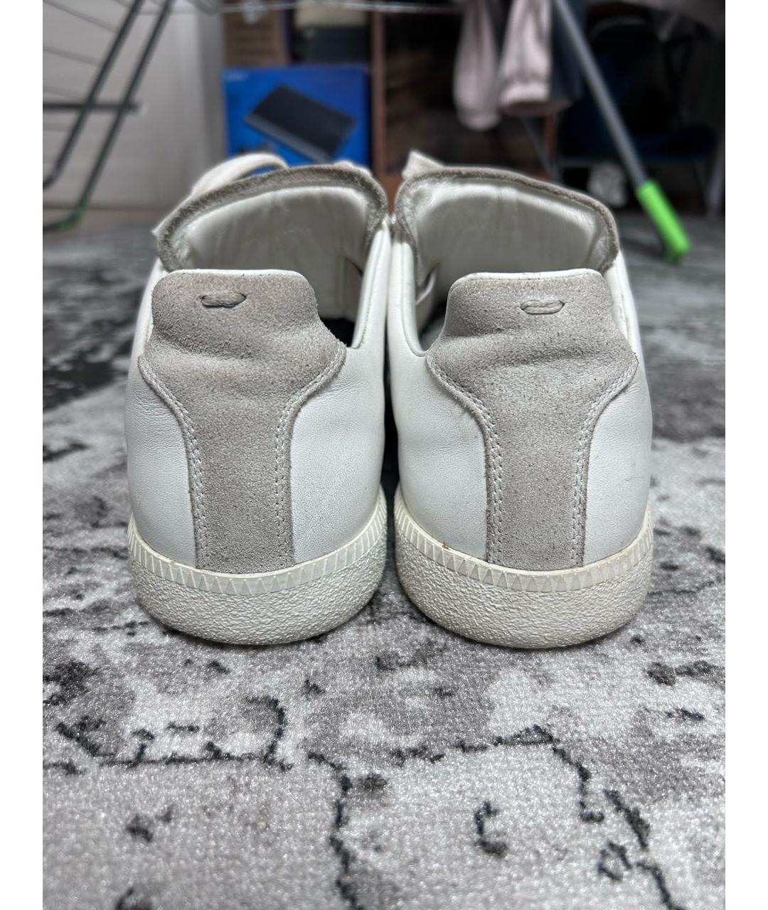 MAISON MARGIELA Серые кожаные низкие кроссовки / кеды, фото 4