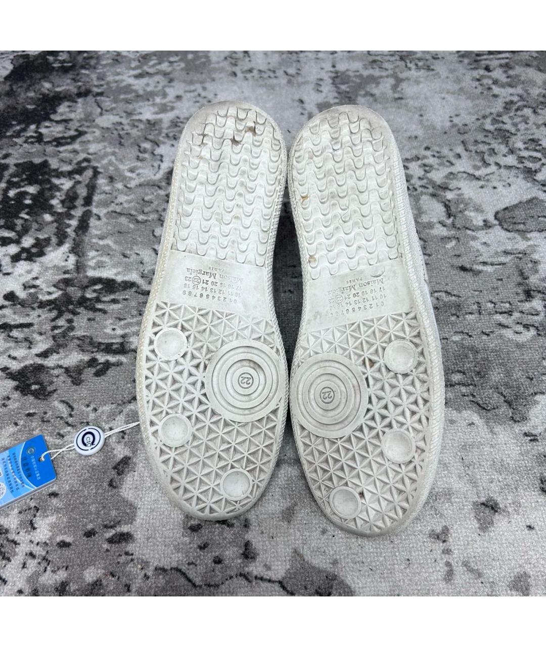 MAISON MARGIELA Серые кожаные низкие кроссовки / кеды, фото 5