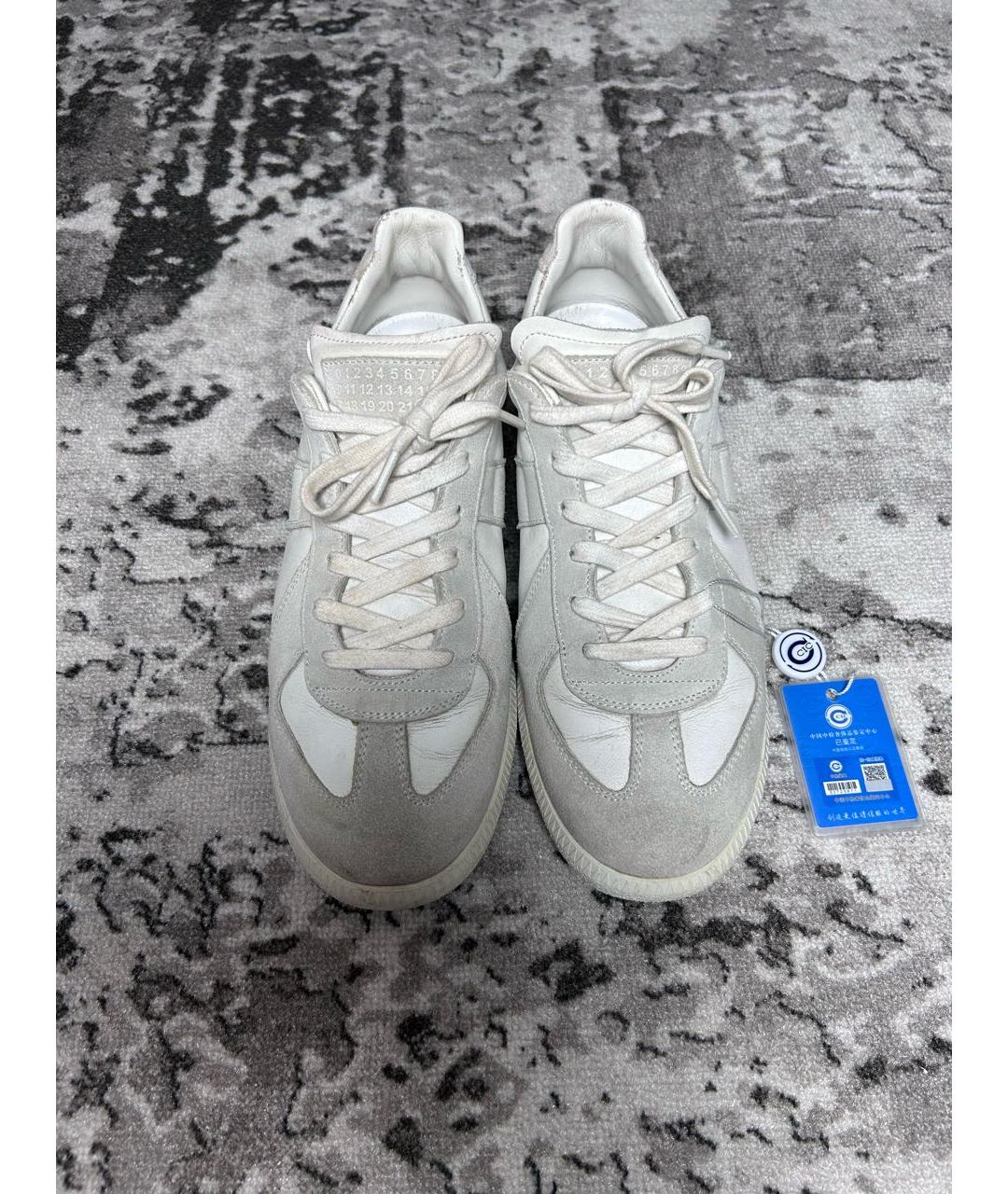 MAISON MARGIELA Серые кожаные низкие кроссовки / кеды, фото 2